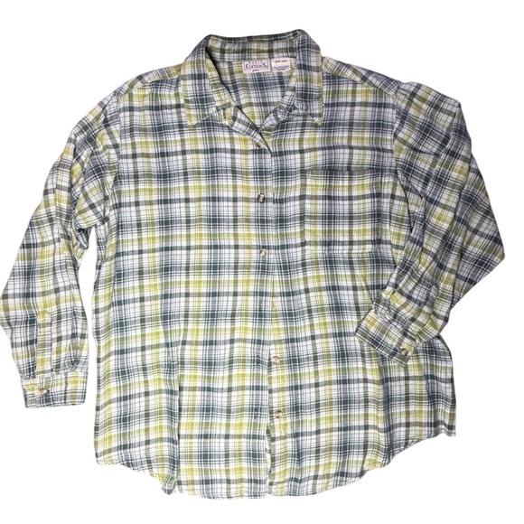 Basic Editions Plus Size 20W/20W Plaid Flannel Long Sleeve Button Down Shirt - Picture 1 of 3